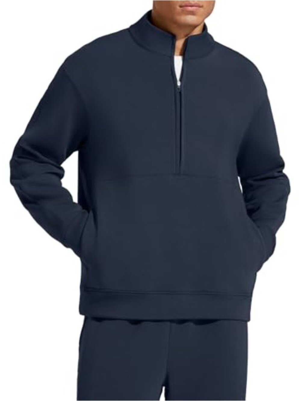 Mens Half Zip Mock Neck Fleece Sweatshirt Kangaroo Pocket Pullover